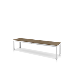 6' Backless Bench Tex White Frame with Teak Seat